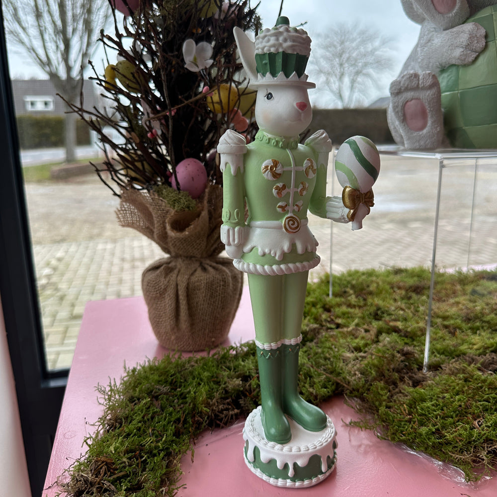 Viv! Christmas Easter Decoration - Bunny Nutcracker in Green - 30cm