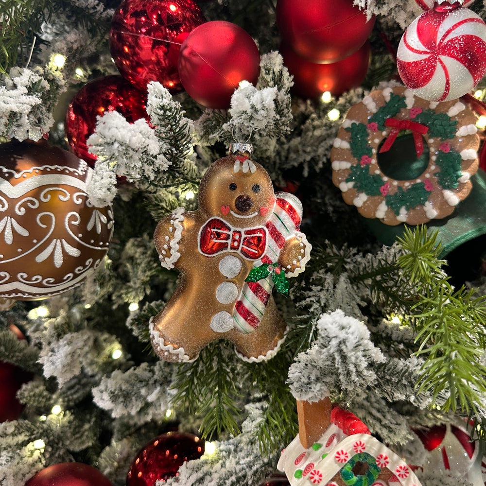 Viv! Christmas Kerstornament - Gingerbread Mannetje - glas - bruin - 13cm