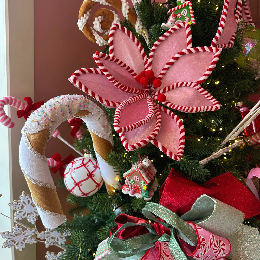 Viv! Christmas Ornament - XL Gingerbread Candy Cane - White Brown - 48 cm
