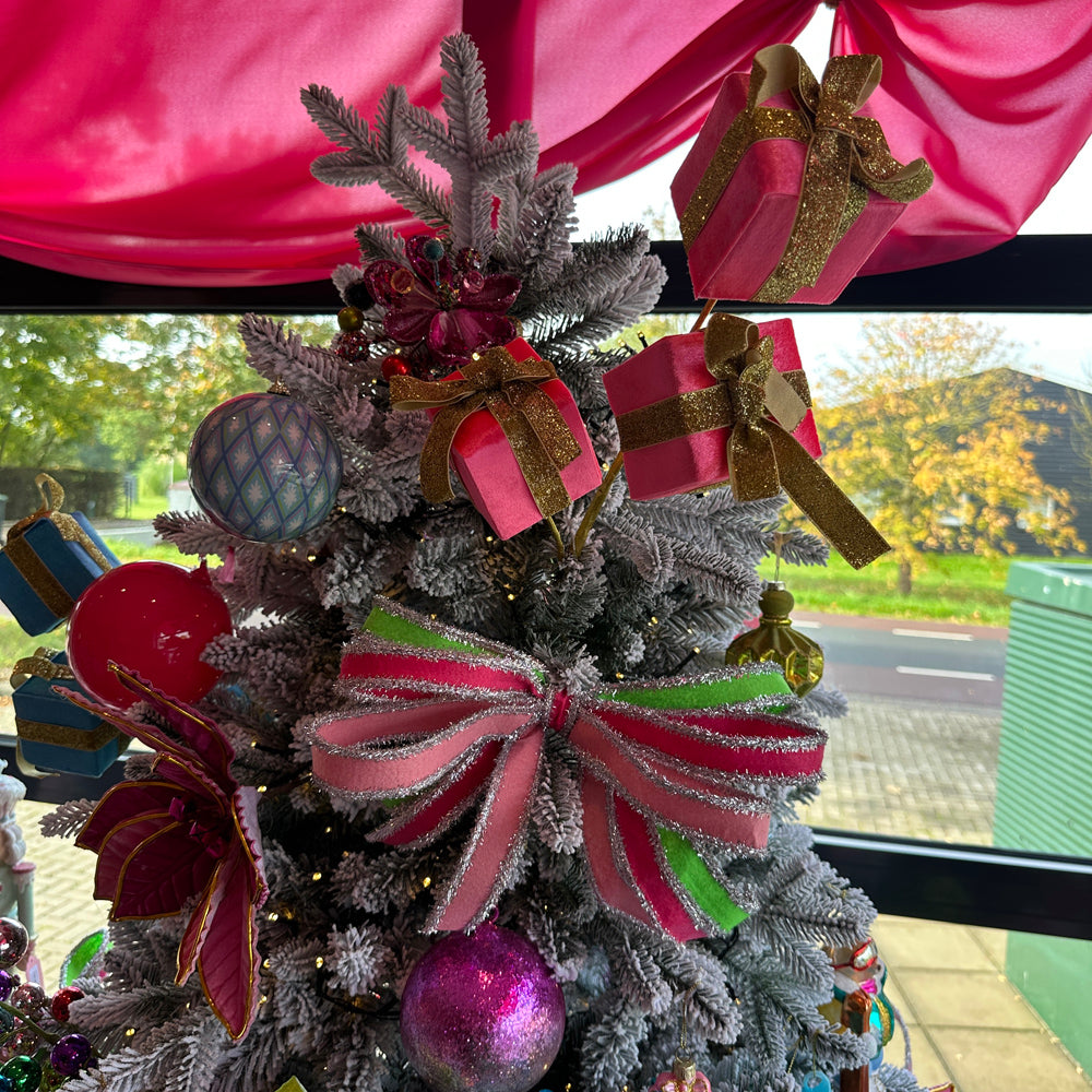 Viv! Christmas Spray - Velvet Presents w/ Bow - Pink - 69 cm
