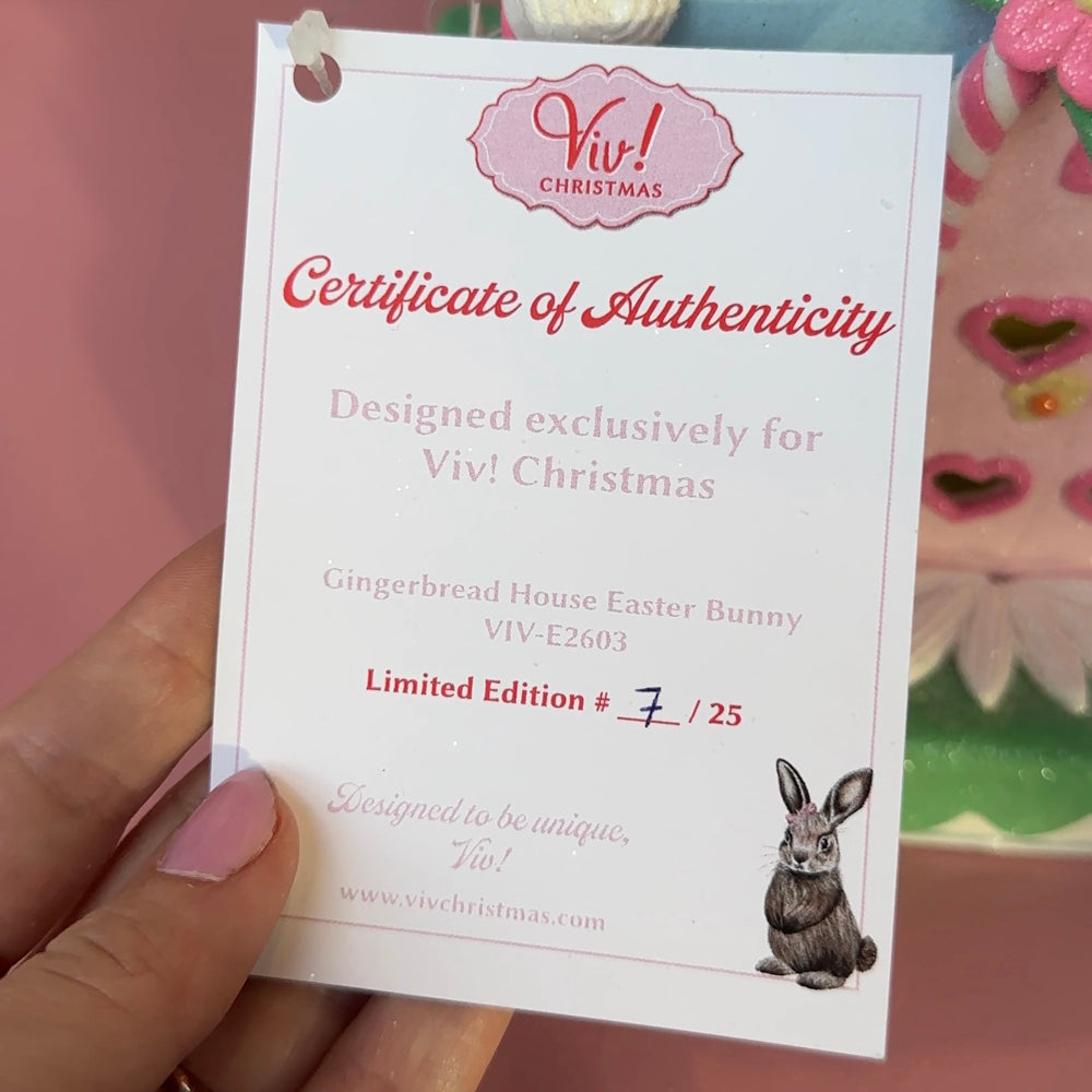 Viv! Christmas Easter Decoration - Gingerbread House with Bunny incl. LED Lighting - 33cm