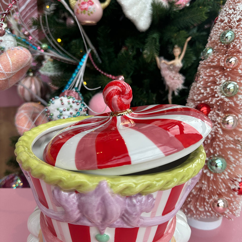 Viv! Christmas tableware - Cookie Jar Nutcracker - ceramic - red pink white - 25cm