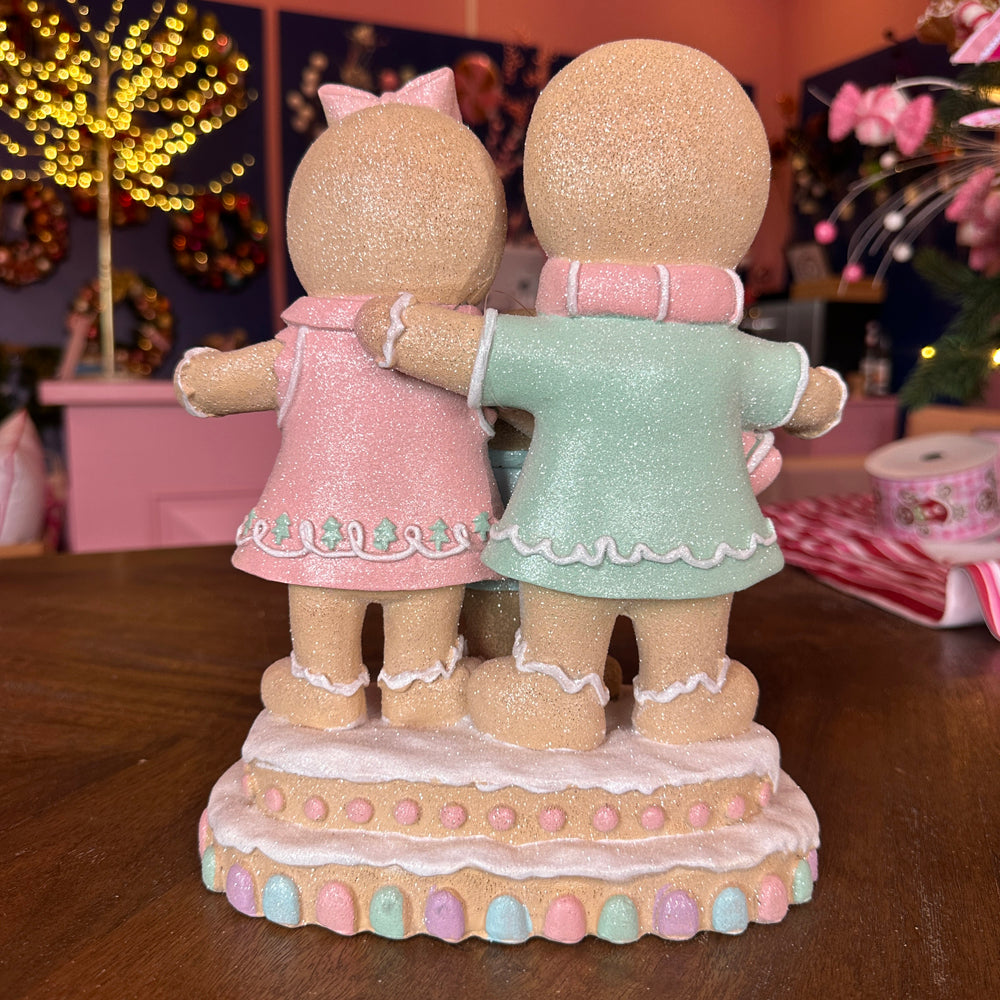 Viv! Christmas Kerstbeeld - Gingerbread Familie - pastel roze - 26cm