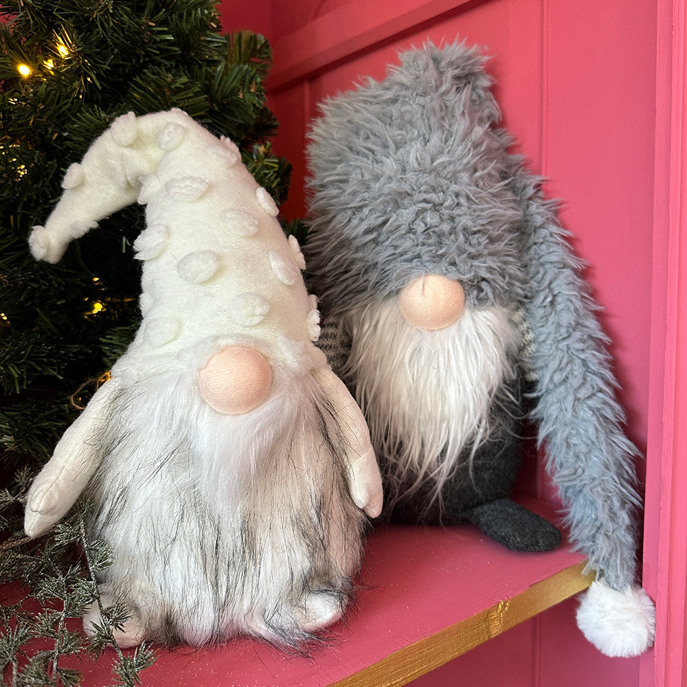 Viv! Christmas Tabletop Figure - Gnome with Gray Hat - gray white black - 30cm