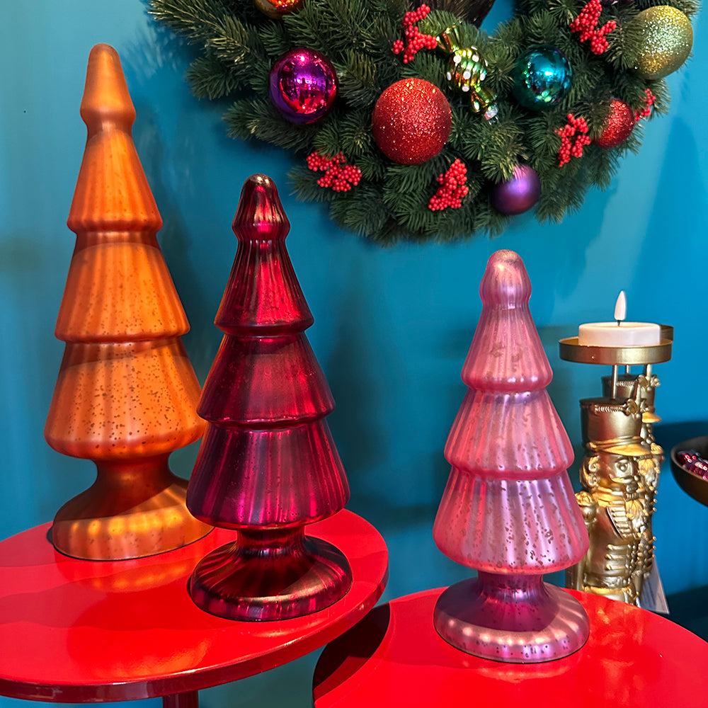 Viv! Christmas Tabletop Figure - Glass Christmas tree - glass - matt orange - 36cm