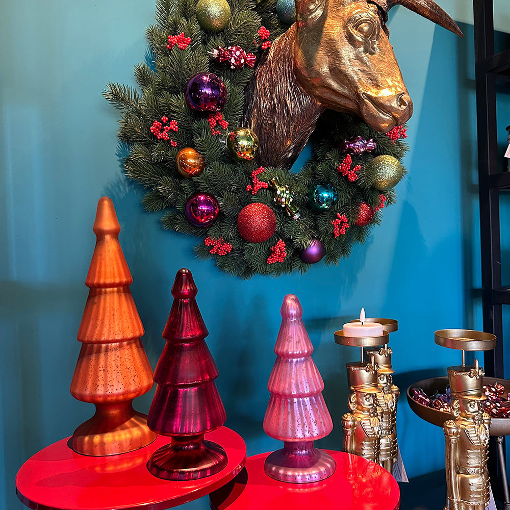 Viv! Christmas Tabletop Figure - Glass Christmas tree - glass - matt red - 25cm