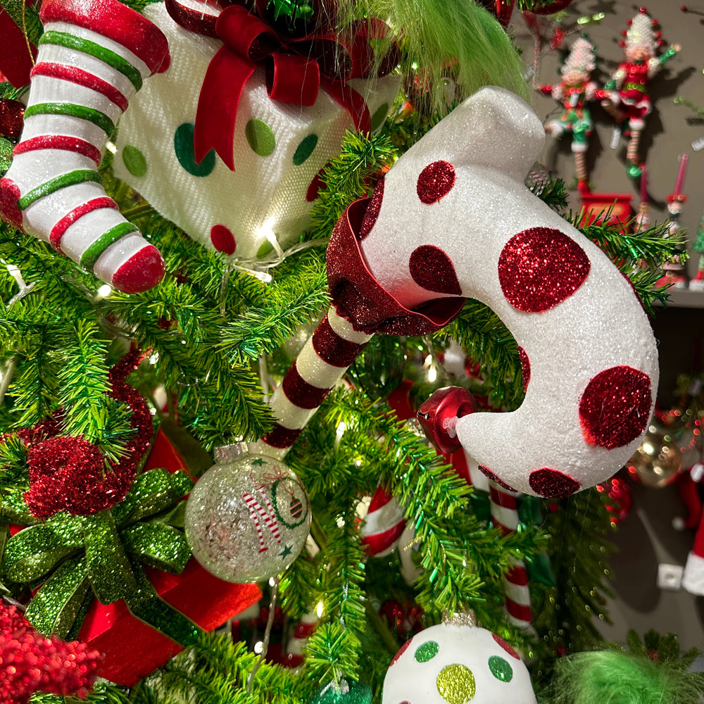 Viv! Christmas Weihnachtszweig – Elfenschuh mit Polkadots – Rot Weiß – 61 cm