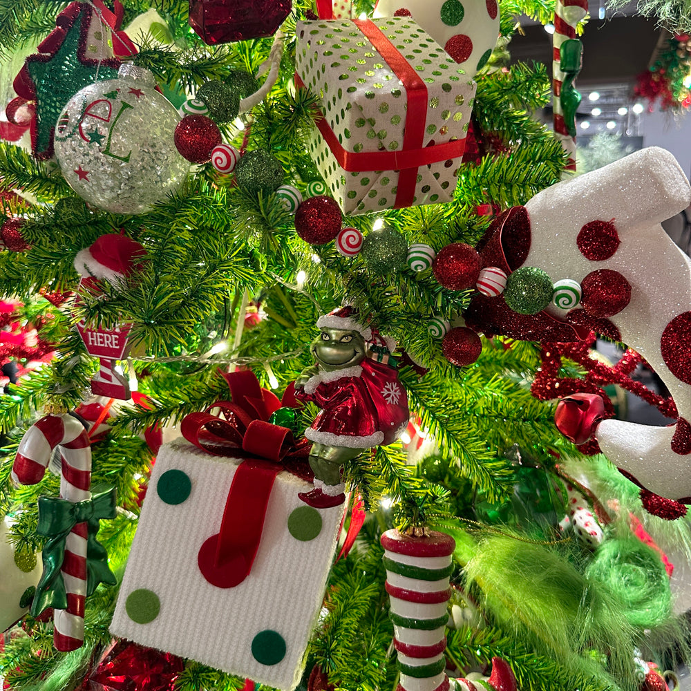 Viv! Christmas Kerstornament - Cadeautjes met Polkadots - set van 2 - rood groen wit - 13cm