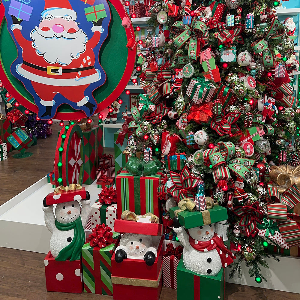 Viv! Christmas Display - Snowman in giftbox - suitable for outdoors - red white green - 66cm