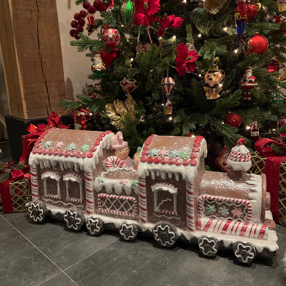 Viv! Christmas Display - XL Gingerbread Train - red white brown - 92cm