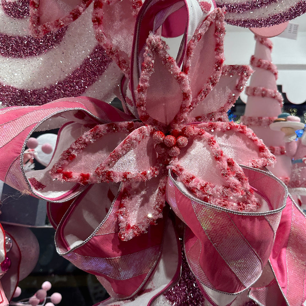 Viv! Christmas Kersttak - Poinsettia 'Kerstster' met Glitters - roze rood - 56cm