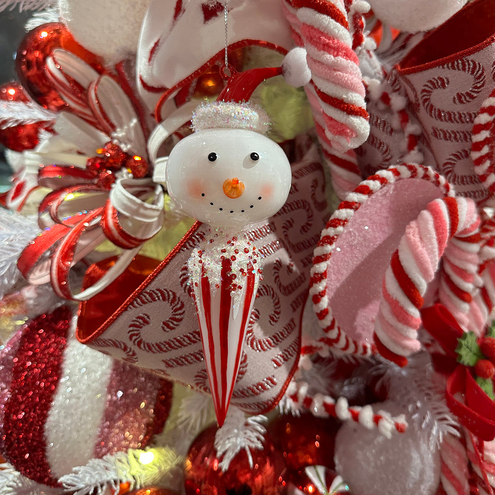Viv! Christmas ornament - Candy Snowman - set of 2 - glass - red white - 21.5cm