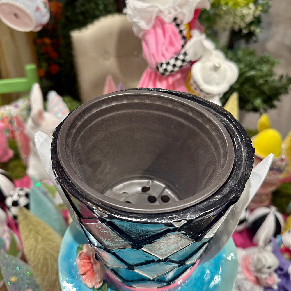 Viv! Christmas Easter Decorations - Mad Hatter Easter Bunny Vase - Pastel - 46cm