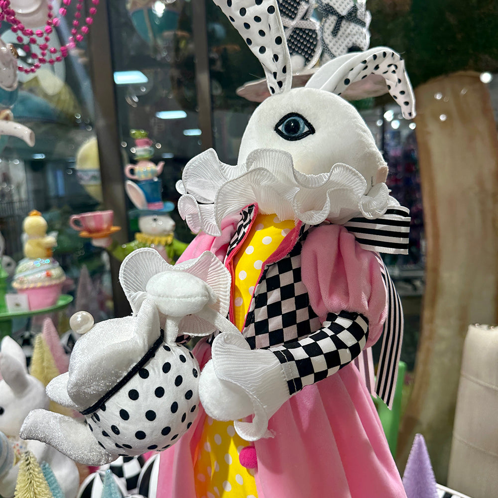 Viv! Christmas Osterdeko - High Tea Osterhasen mit Teetasse und Teekanne - Set von 2 - Styropor - Ostern - Pastell - 59 cm