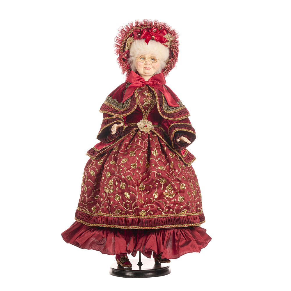 Goodwill M&G Kerstbeeld - Victorian Carol Mrs Claus Doll with Standard - 84cm