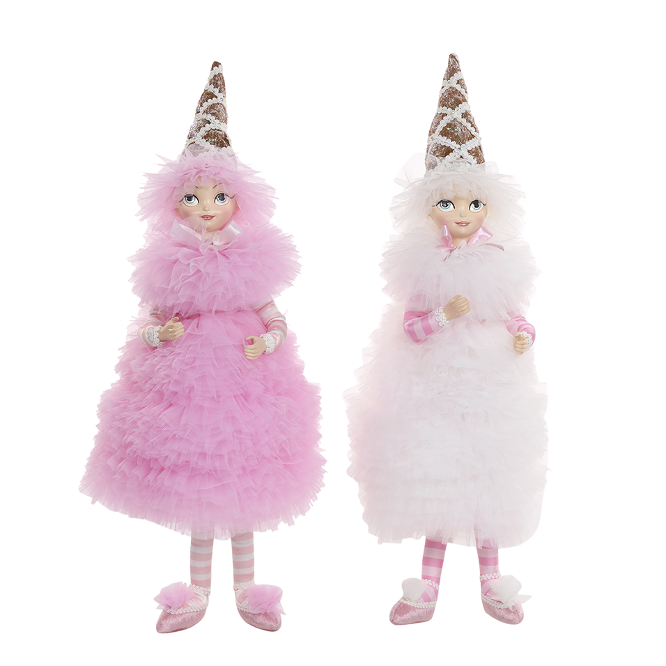 Goodwill M&G Christmas Decoration - Cotton Candy Carnival Ice Cream Girl Dolls - Set of 2 - Pink - 58 cm