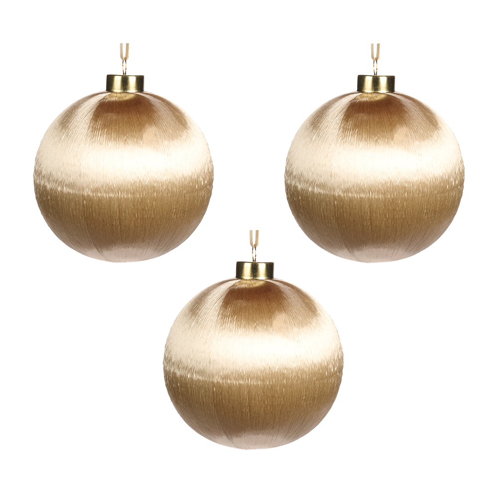 Goodwill M&G Weihnachtskugel - Seidenfaden-Effekt - 3er-Set - Creme Gold - 10 cm