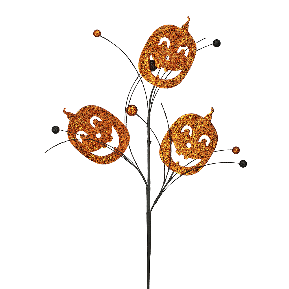 Viv! Christmas Halloween Decor - Glitter Jack-o'-Lantern Pumpkin Decorative Spray - 71 cm