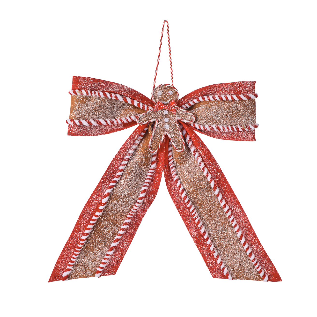 Viv! Christmas Kerstboomversiering - Gingerbread Strik - bruin rood - 60cm