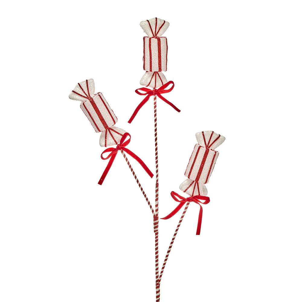 Viv! Christmas Spray - Glitter Peppermint Candy - Red White - 74 cm