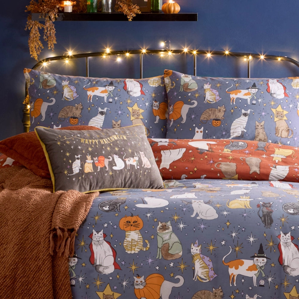 Viv! Christmas Halloween Duvet Cover - Cat Pawty - Reversible