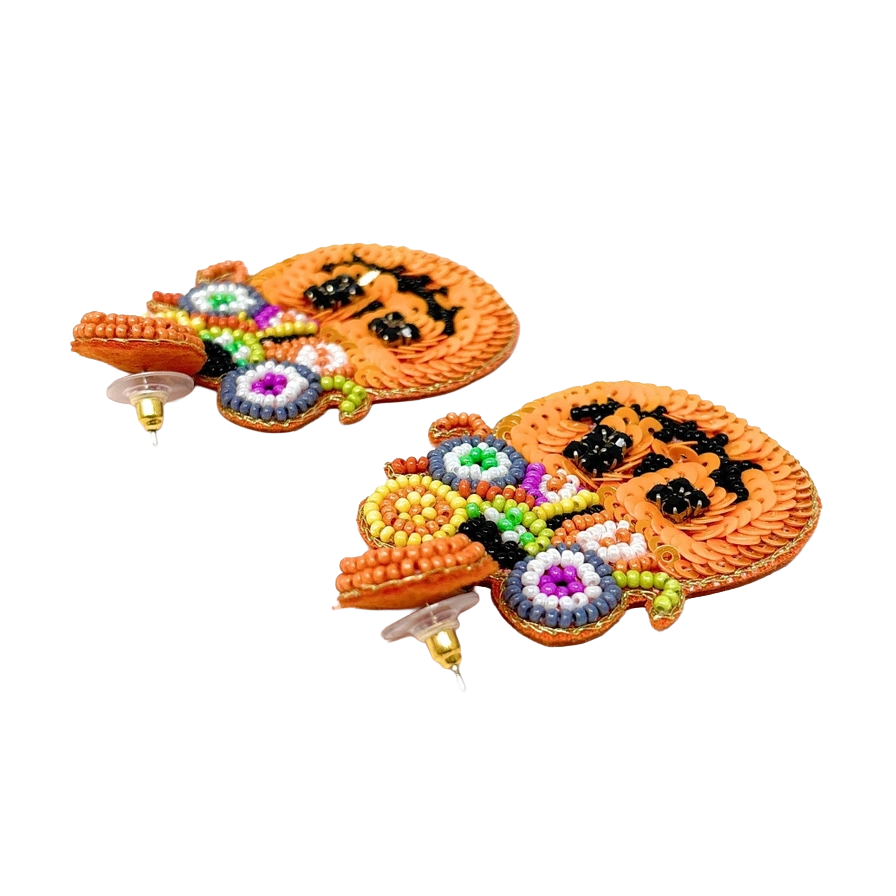 Viv! Christmas Halloween Statement Oorbellen - Jack-O-Lantern met Snoep