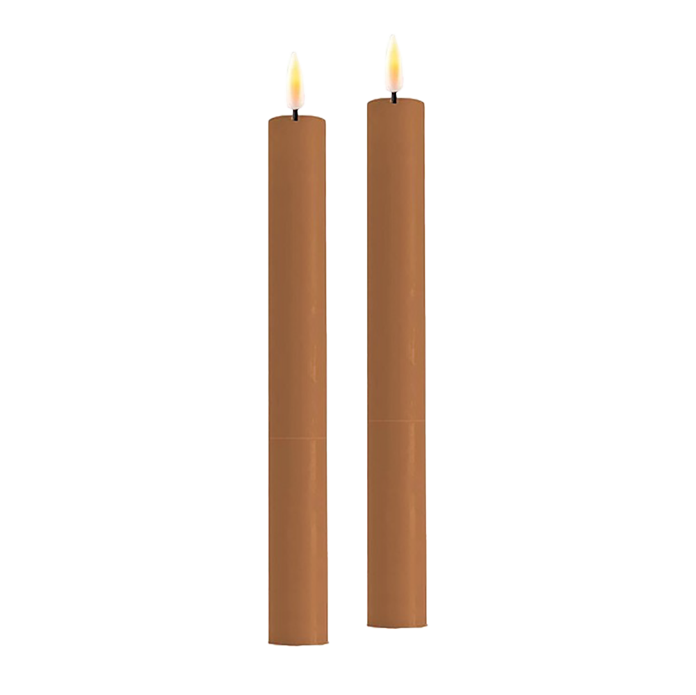Deluxe Homeart - LED dinerkaars 2cm x 24 cm - 2 stuks - caramel