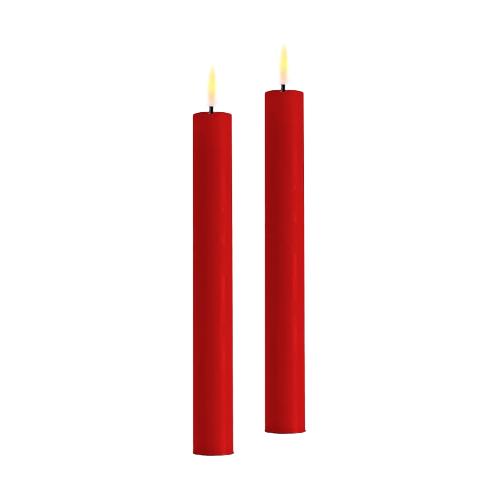 Deluxe Homeart - LED dinerkaars 2cm x 24 cm - 2 stuks - rood