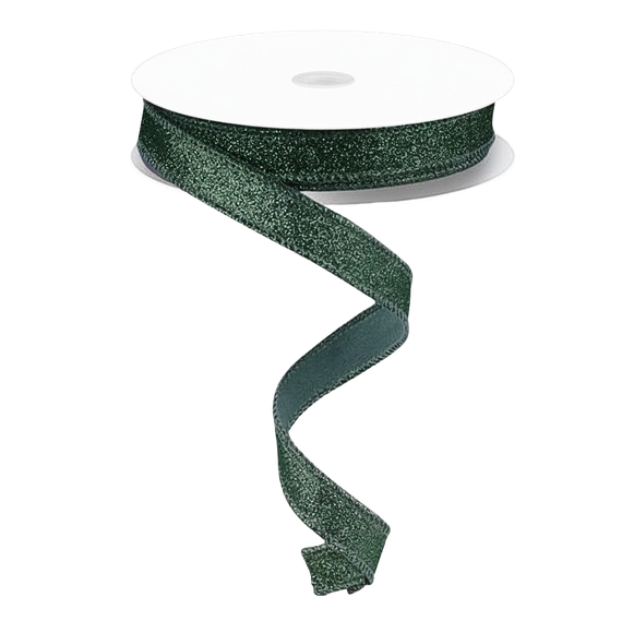 Viv! Christmas Wired Ribbon - Glitter - Sage Green - 1.6 cm x 9.1 m