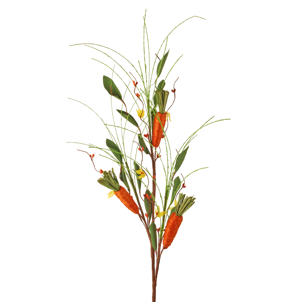 Viv! Christmas Decoración de Pascua - Rama de Pascua con Zanahorias y Bayas - rama decorativa pascua - naranja amarillo - 58cm