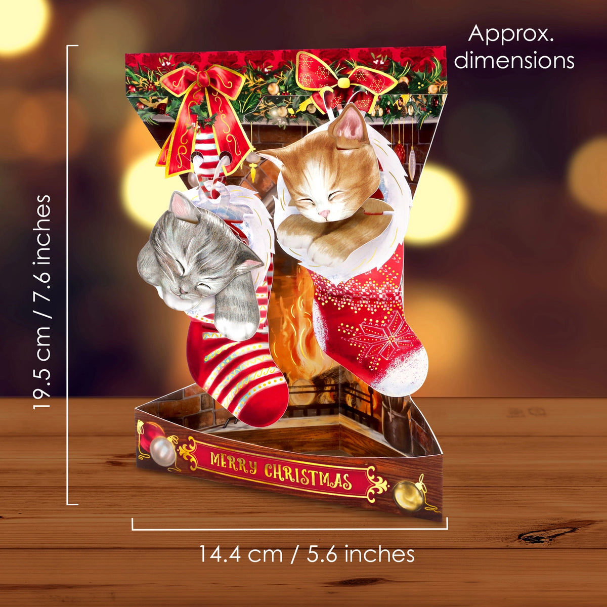 Santoro London - 3D Pop-up Swing Kerstkaart - Christmas Kittens