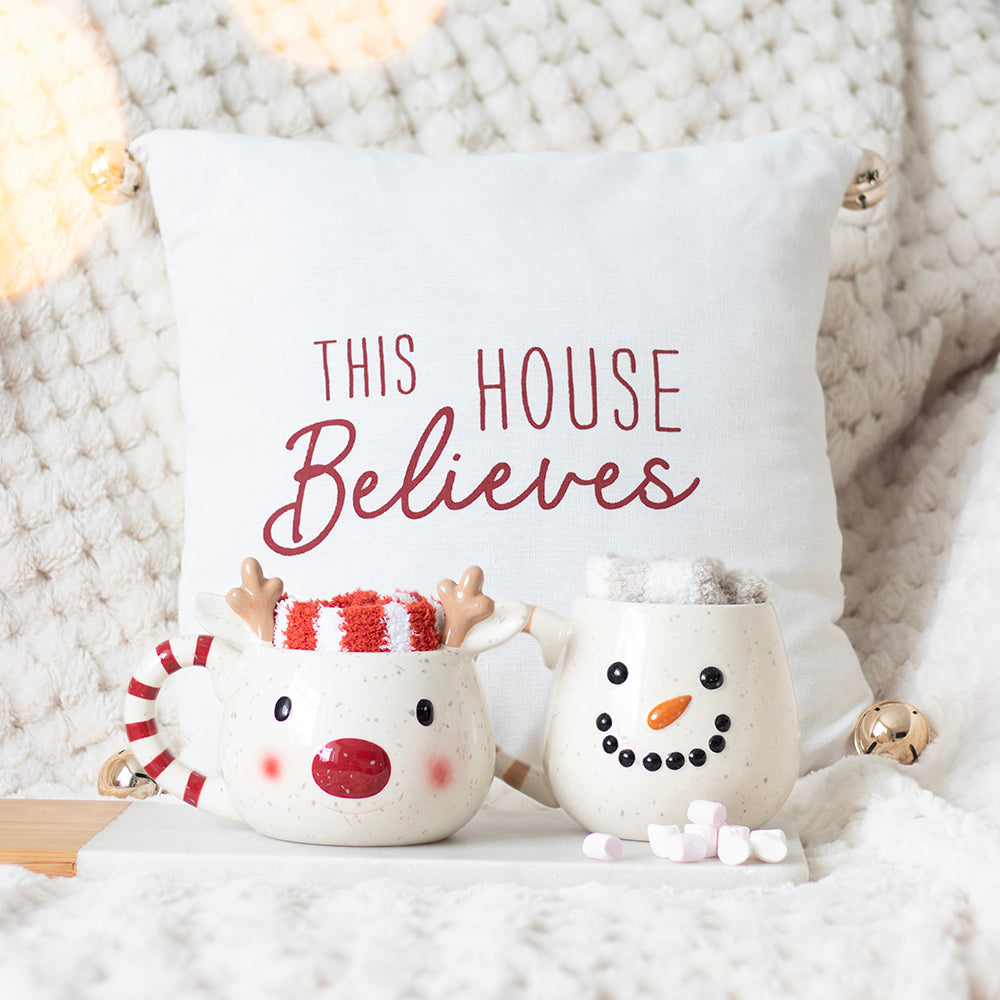 Viv! Christmas Weihnachtstasse Geschenkset - Schneemann Tasse und Weihnachtssocken - Keramik