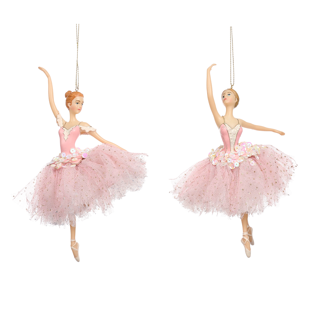 Goodwill M&G Weihnachtsanhänger - Ballerinas mit Tüllrock - 2er-Set - Rosa - 18 cm