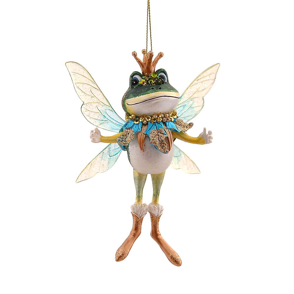 Viv! Christmas Kerstornament - Kikker met Vleugels - groen goud - 11,5cm