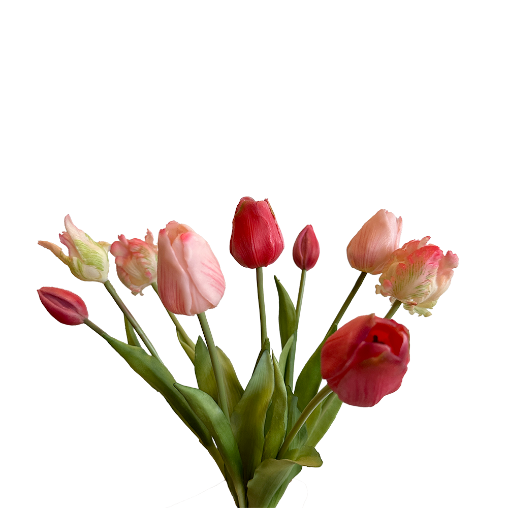 Viv! Home Luxuries - Tulip bouquet - 9 pieces - artificial flowers - 40cm - pink