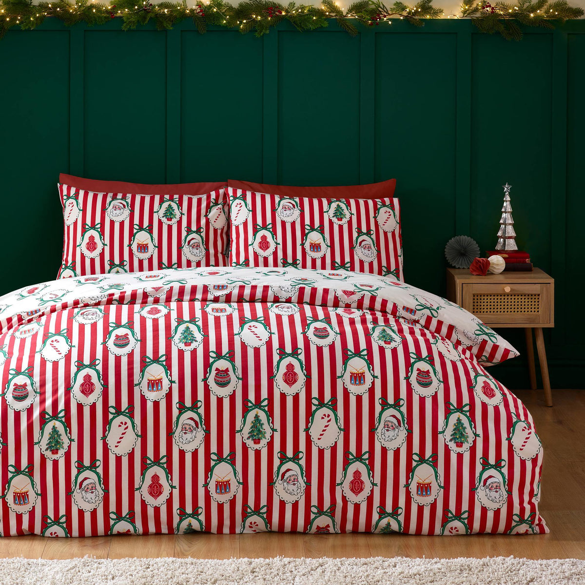 Viv! Christmas Weihnachtsbettwäsche - Vintage Stripe - Wendbar