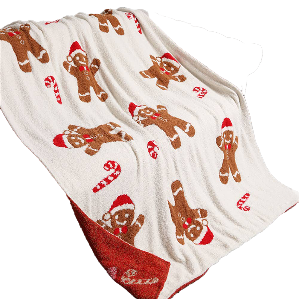 Viv! Christmas Kerst Deken - Gingerbread Man met Rode Candy Canes Plaid