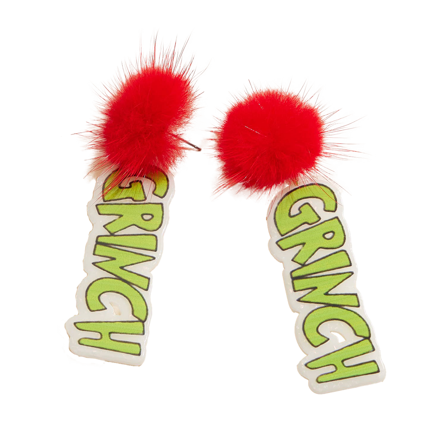 Viv! Christmas Statement Earrings - Green Monster 'Grinch' with Red Pompom