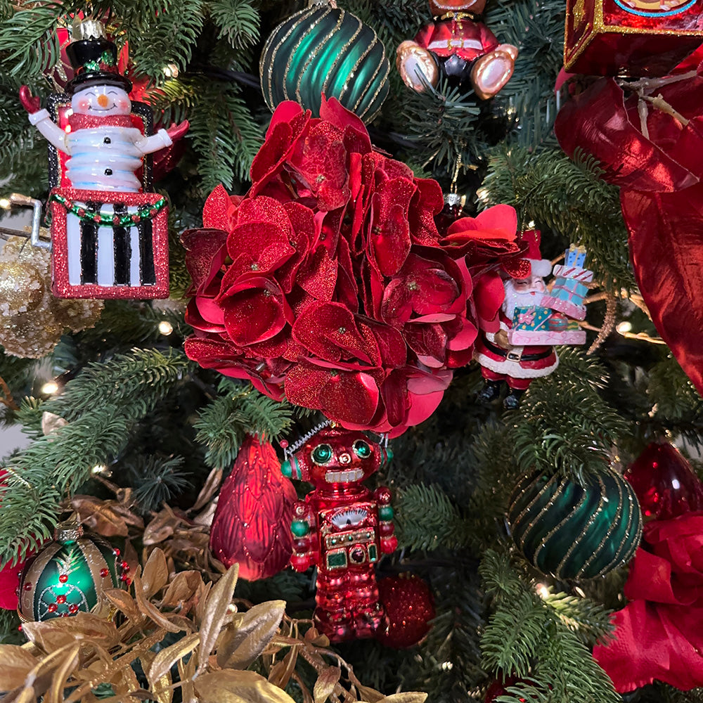 Viv! Christmas Decoración Árbol Navidad - Robot - vidrio - rojo verde - 15cm