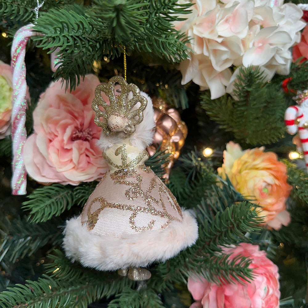 Goodwill M&G Kerstornament - Wintermeisje - crème roze - 14cm