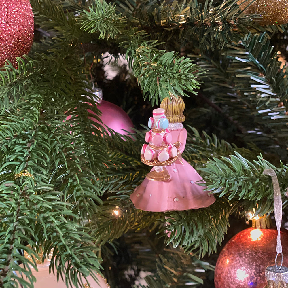 Goodwill M&G Kerstornament - Meisjes met Macaron Kus - set van 2 - roze - 9cm