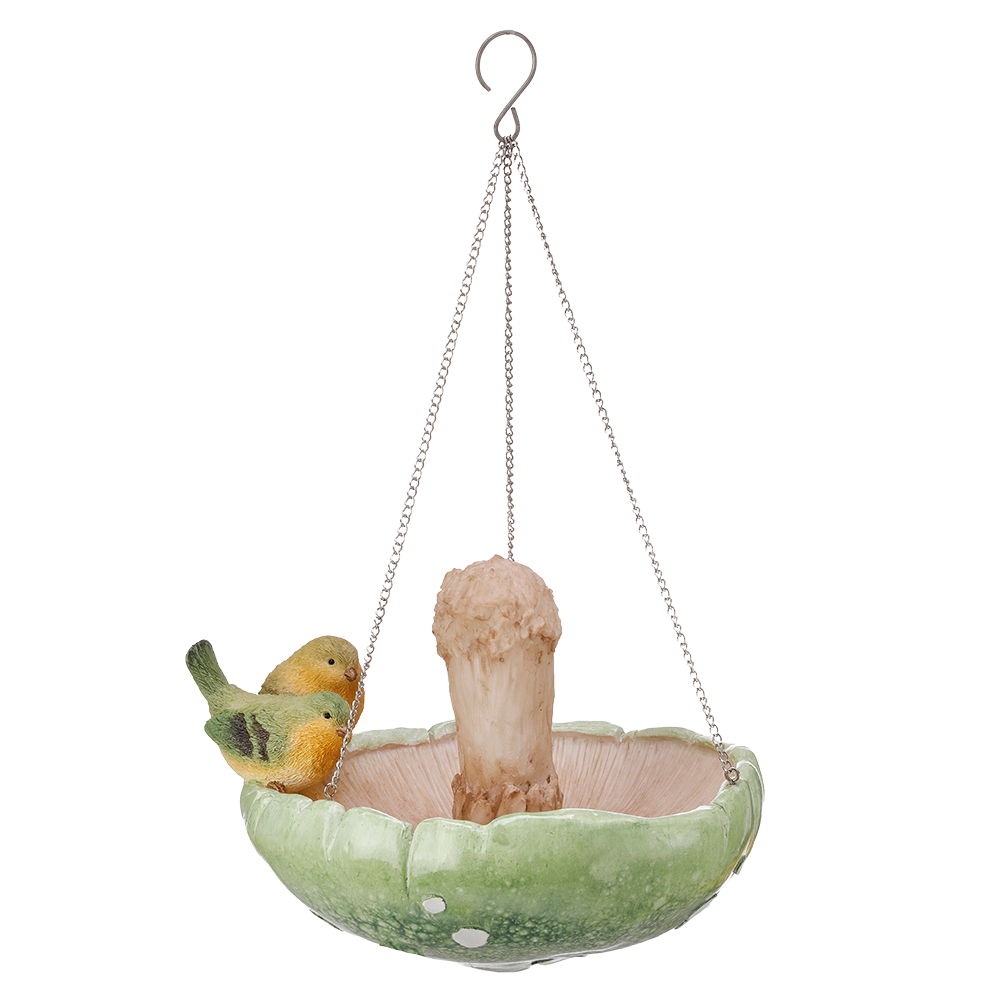 Viv! Christmas Easter Decorations - Hanging Mushroom Birdbath - green - Ø20cm