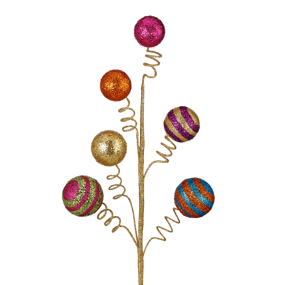 Viv! Christmas Kersttak - Fel Gekleurde Glitter Bolletjes - multi - 58cm