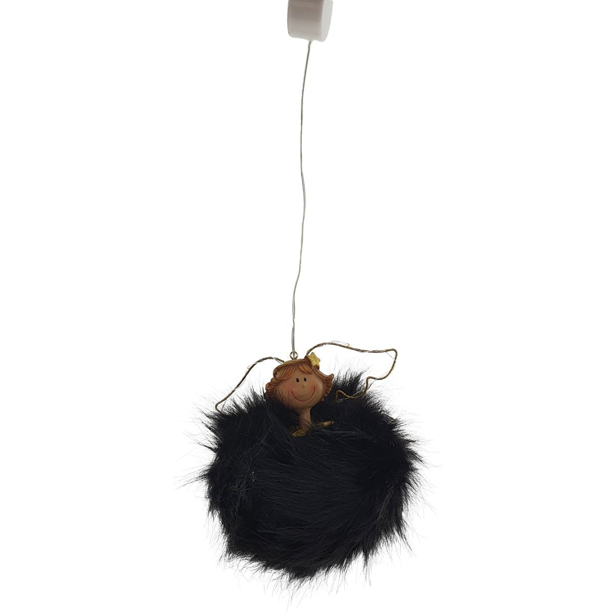 Viv! Home Luxuries Kerstornament - Pluche engel incl. led verlichting - zwart - 20cm - Viv! Home Luxuries