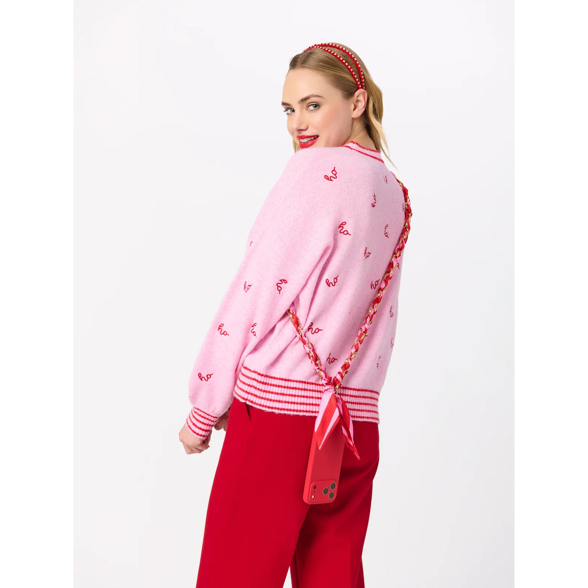 Shiraleah Langes Crossbody-Handyband mit gestreiftem Schal