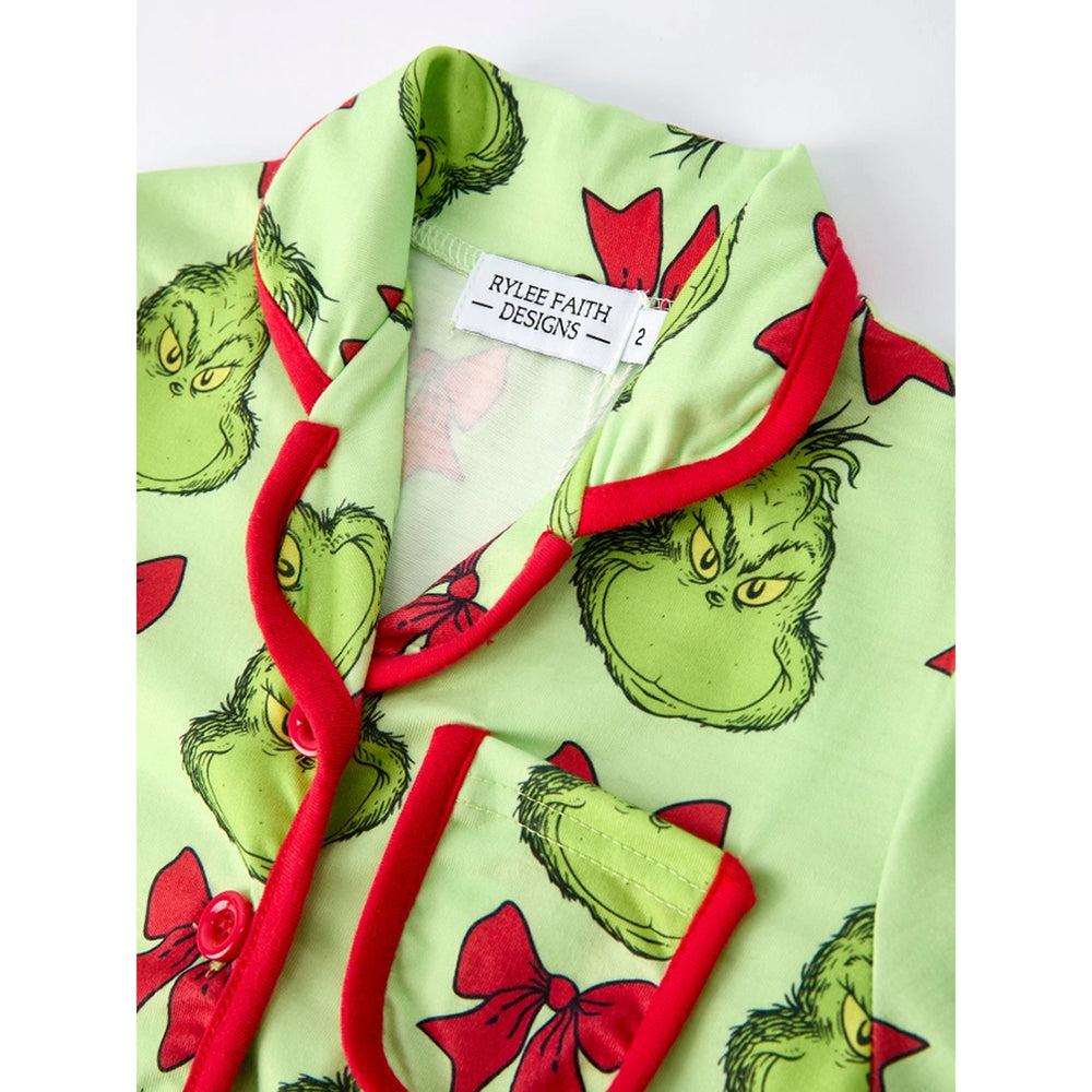Rylee Faith Designs - Girls' Christmas Pajama Set - Grinch