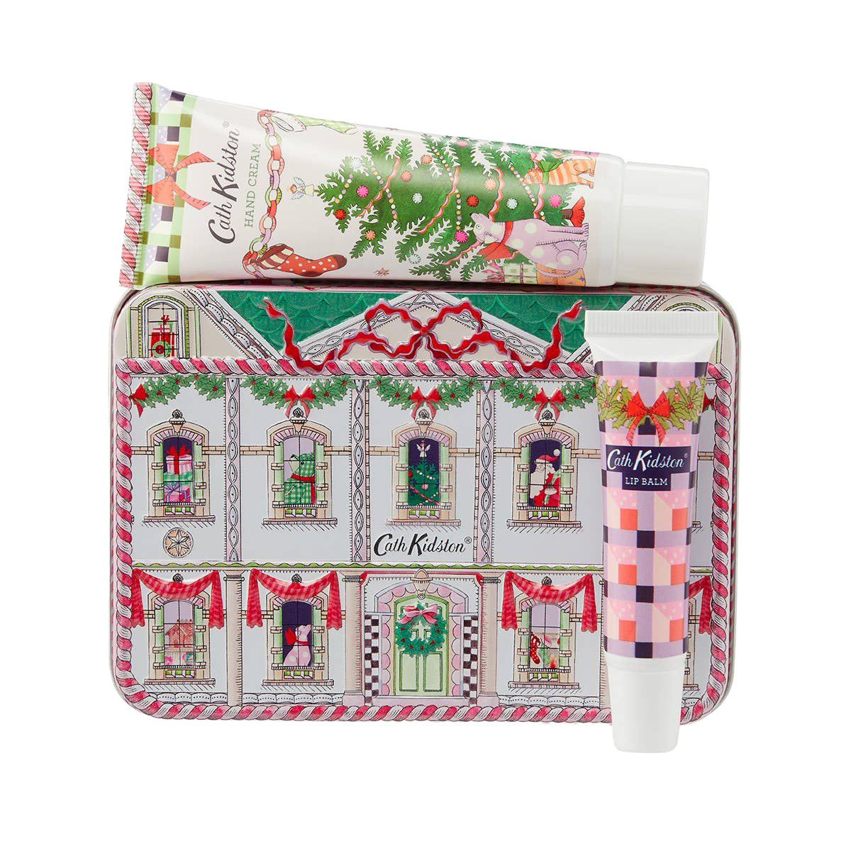 Cath Kidston Kerst Cadeauset voor Haar - Handcrème & Lippenbalsem in Metalen Blik