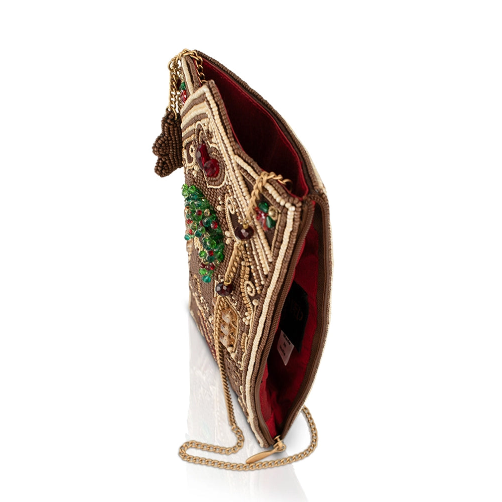 Mary Frances Handgemaakte Kersttas - Candy Cottage Beaded Gingerbread House Crossbody Tas