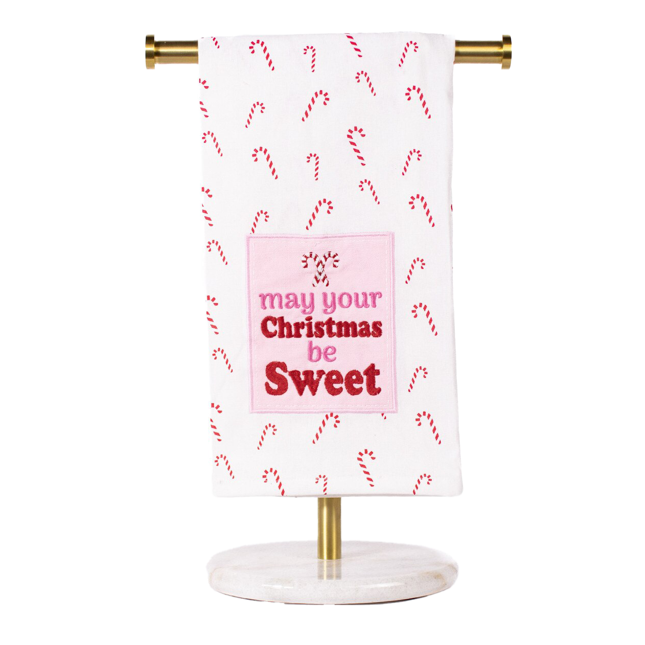Viv! Christmas Kerst Keukentextiel - 'May Your Christmas Be Sweet' Roze Theedoek - katoen