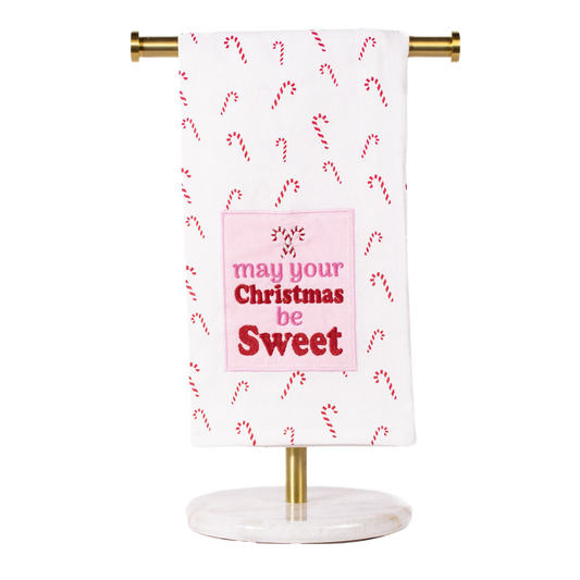 Viv! Christmas Kerst Keukentextiel - 'May Your Christmas Be Sweet' Roze Theedoek - katoen